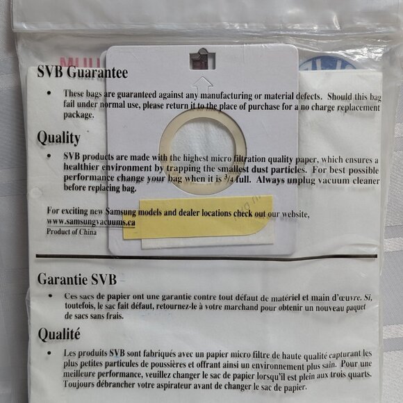 SAMSUNG XSM301 VACUUM BAGS FOR MODELS 5500 6013 7000 MICRO FILTRATION NEW NIP 5 - Picture 5 of 12